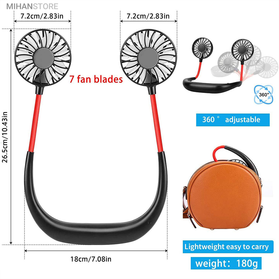 پنکه گردنی شارژی دارای LED